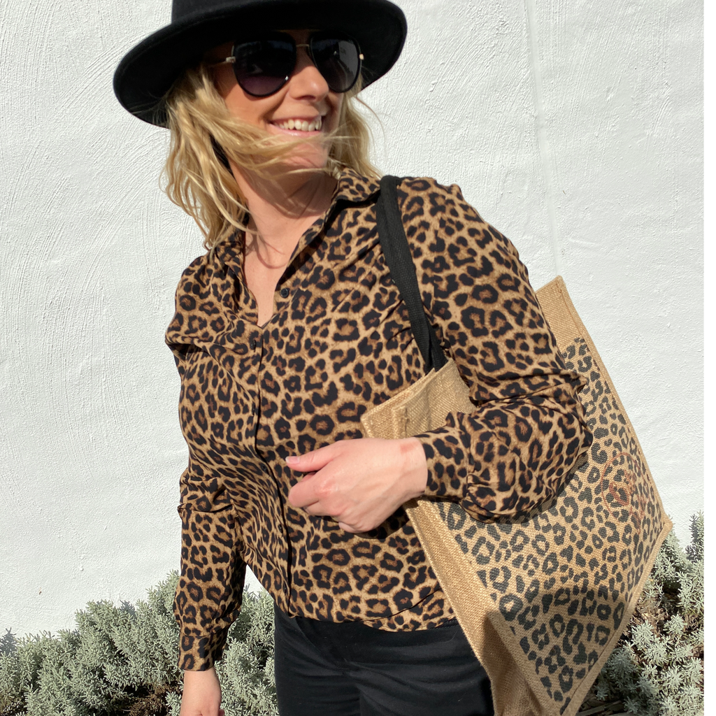 Mono Leopard Shopping Tote